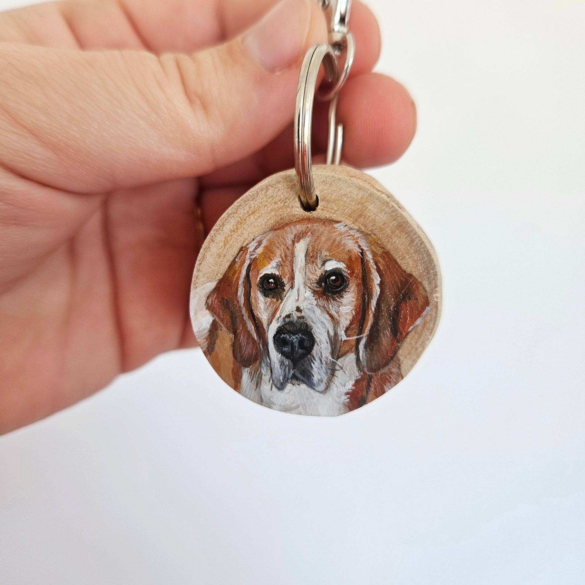 Hand Painted Pet Portraits on Wooden Keyrings